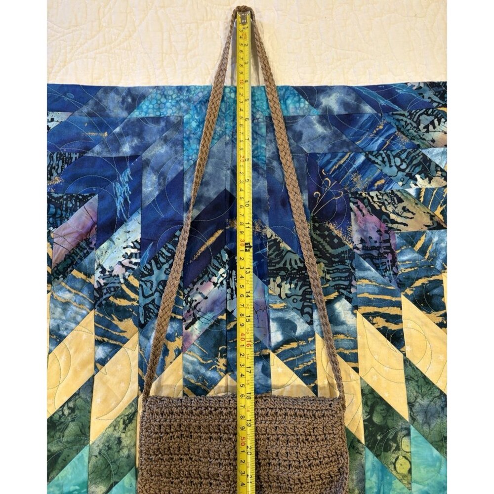 The Sak Crossbody Mini Shoulder Bag Purse Brown Khaki Crochet Zip Lined Boho Hip - Picture 8 of 11